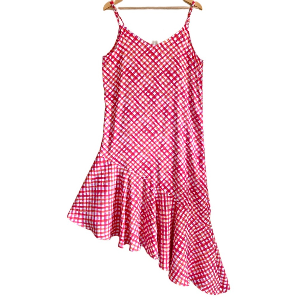 TOMMY BAHAMA Harbour Island Gingham Asymmetric Ruffle Dress swim coverup Size M - Picture 7 of 8